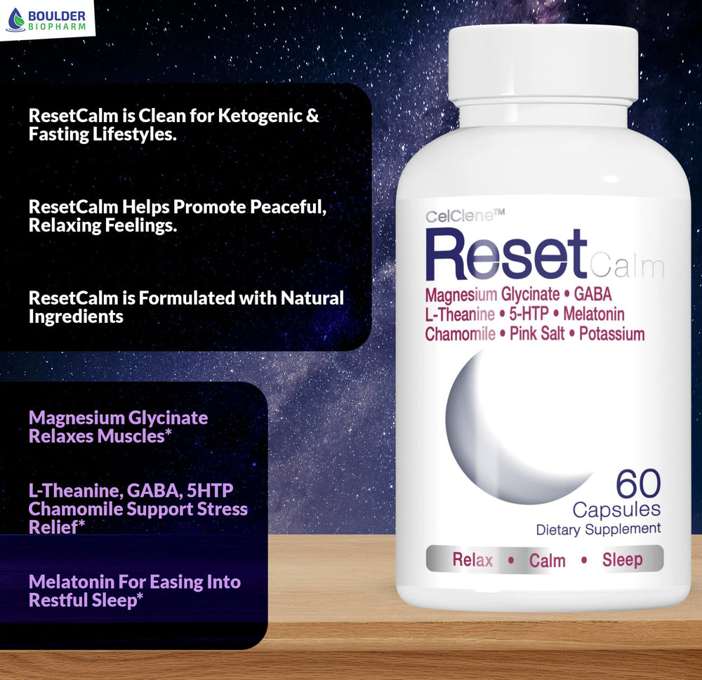 CELCLENE ResetCalm Night packaging box on display for convenient nightly use.