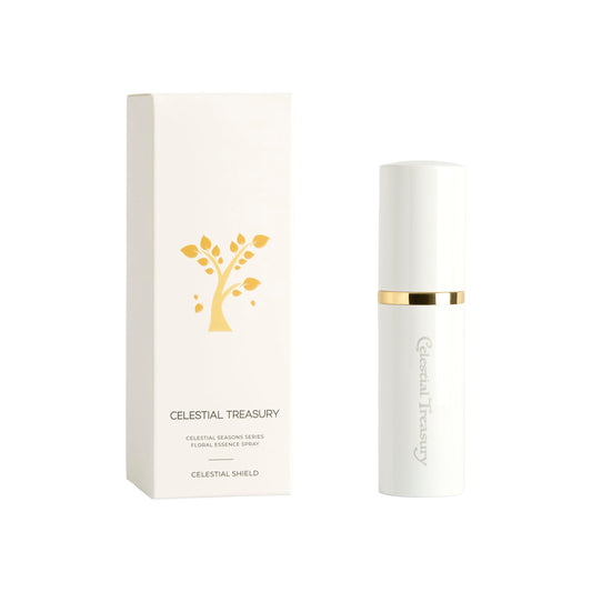 Celestial Treasury Blessed Floral Essence Spray bottle for gentle skin comfort and daily balance.