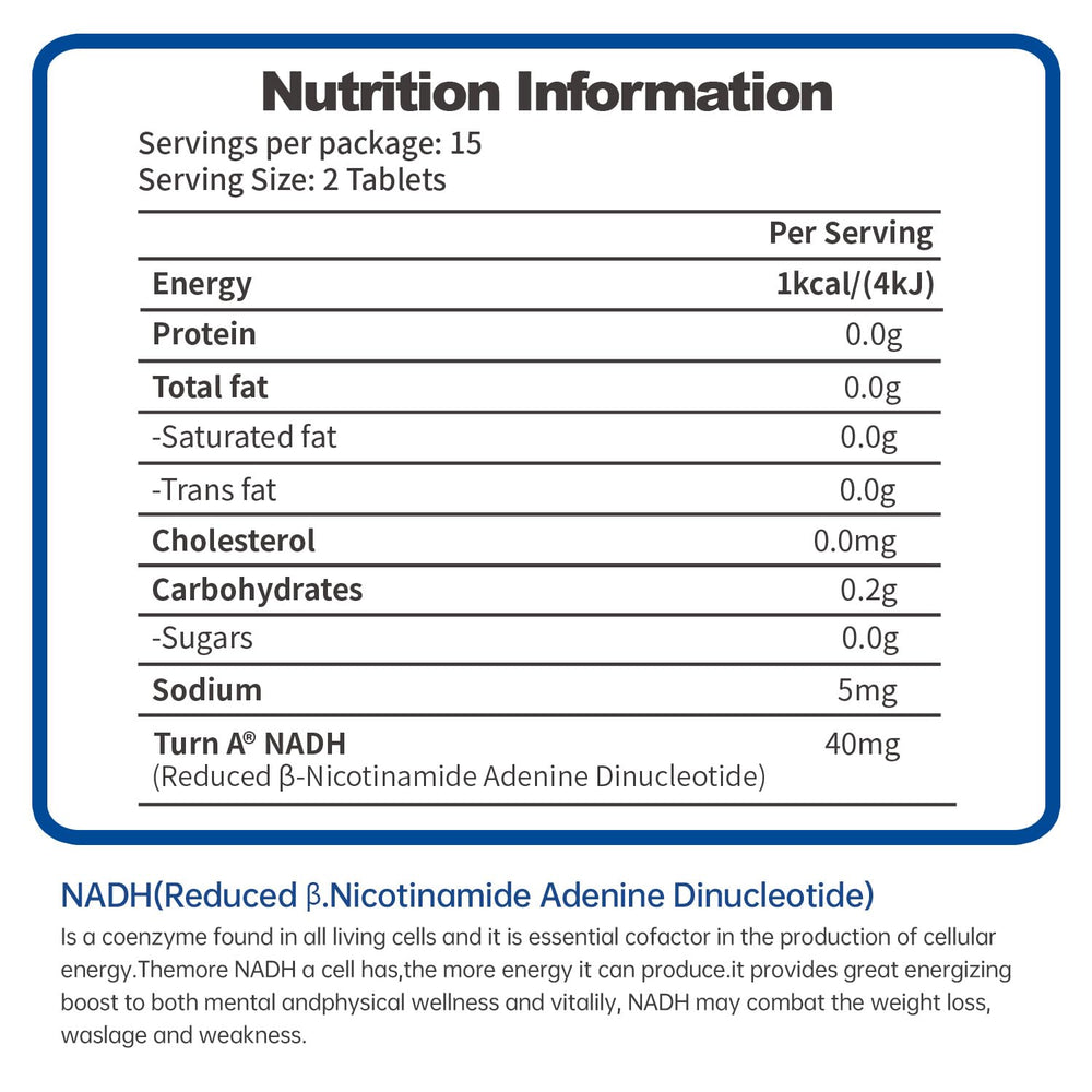 CELFULL NADH energy-support bottle suggests daily stamina improvement.