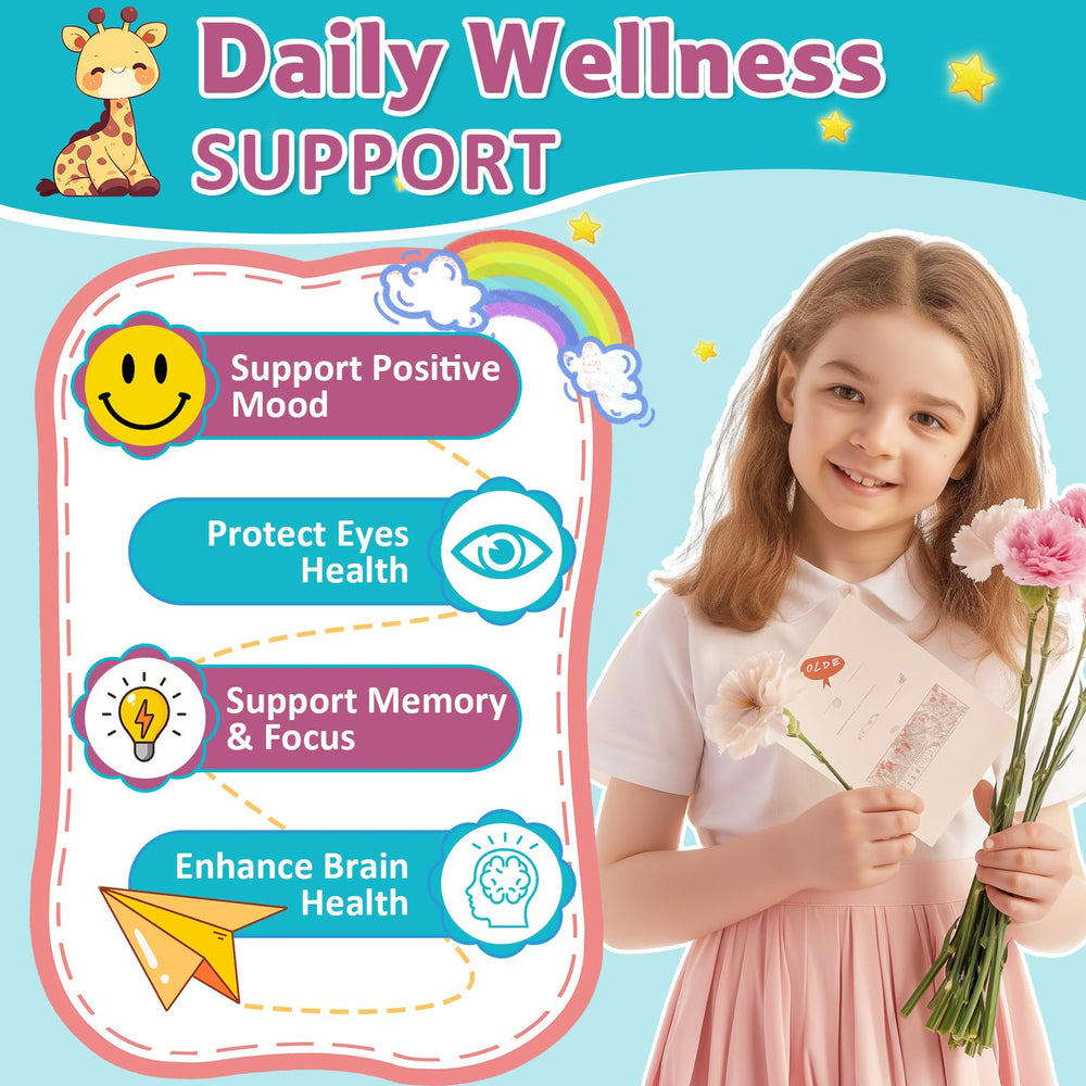 Cellbiolabs Saffron for Kids label highlights magnesium and vitamin D3.