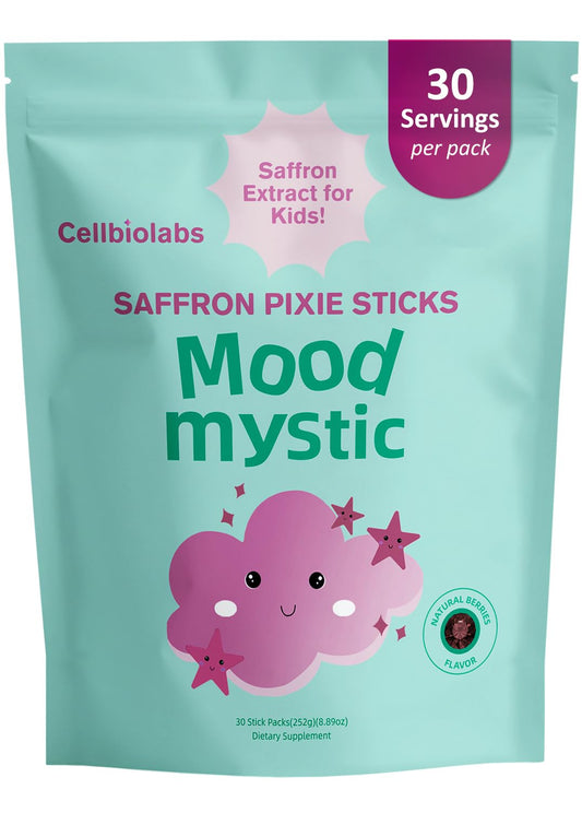Cellbiolabs Saffron for Kids stick box ready for daily routine.