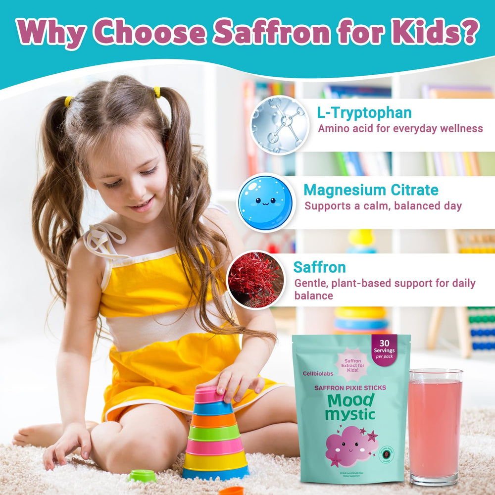 Open saffron for kids stick pack, easy to mix with water.