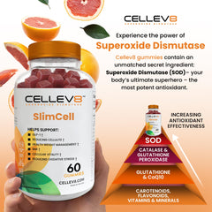 Cellev8 SlimCell gummies close-up, chewy texture for an easy daily habit.