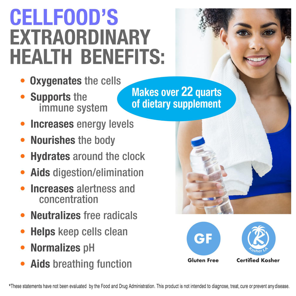 Cellfood Oxygen Boost glass beside notebook for daily routine