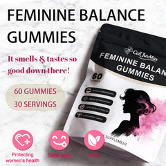 CellJuvMax Feminine Balance gummies close-up showcasing fresh, comforting texture.