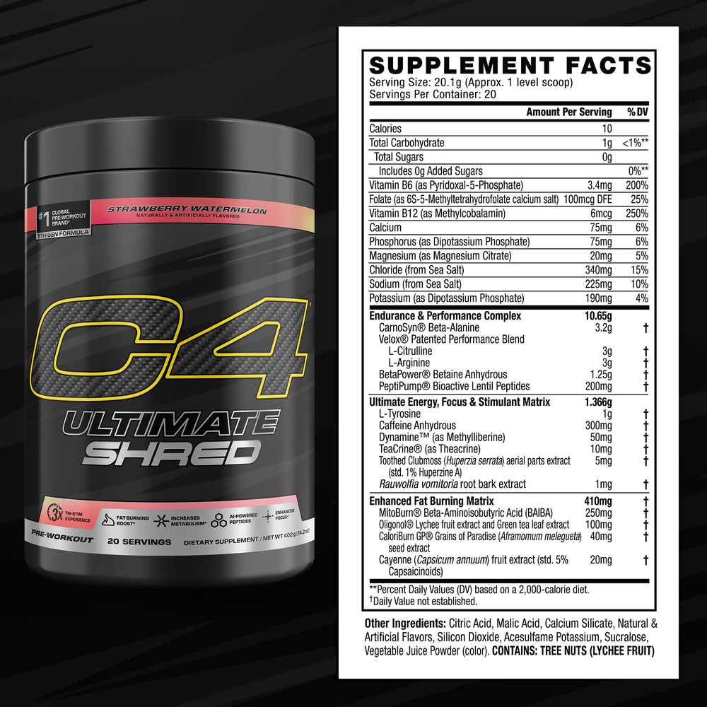 Pour of Cellucor C4 Ultimate Shred pre-workout for an energized session.