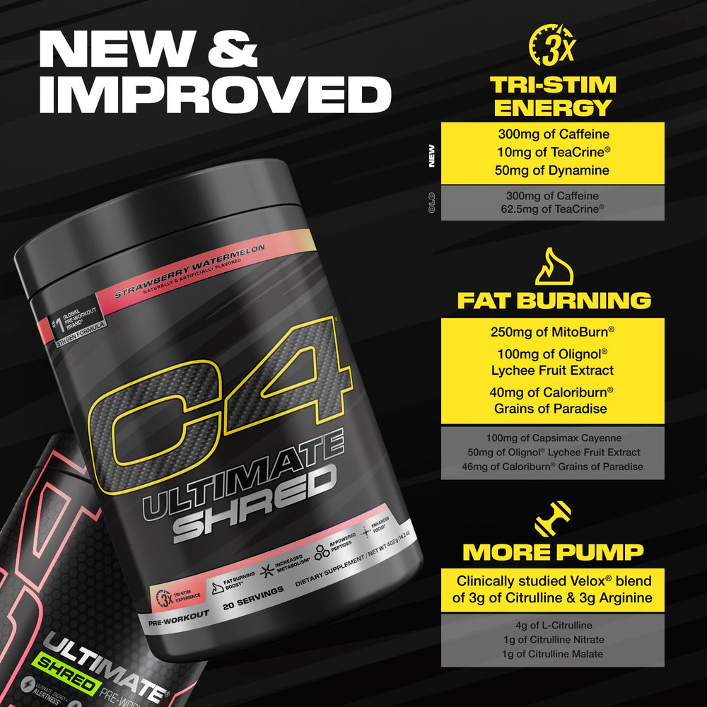 Strawberry Watermelon flavor Cellucor C4 Ultimate Shred bottle.