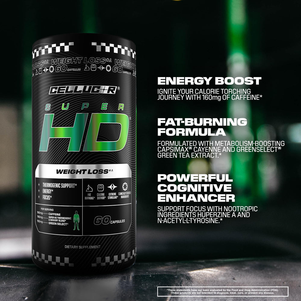 Cellucor SuperHD green tea extract label signaling focus and metabolic support
