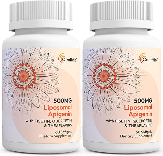 Cenffitio liposomal apigenin bottle offering convenient daily softgels for wellness
