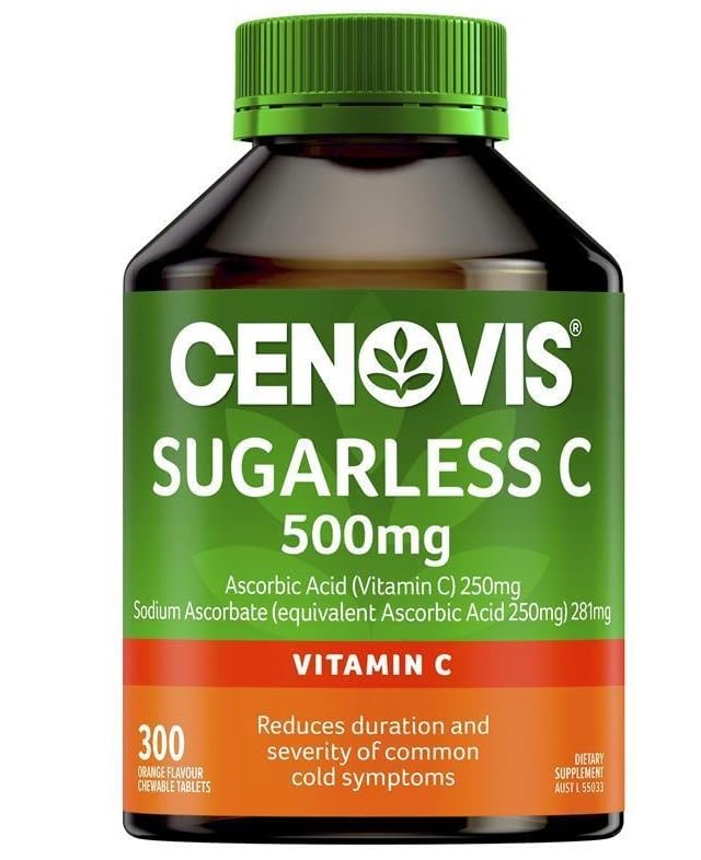 Cenovis Vitamin C 500mg sugarless bottle for easy daily use and sugar-free convenience.