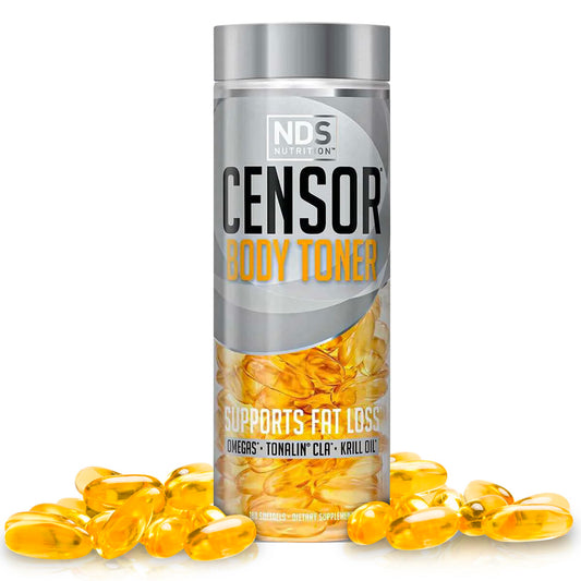 Censor CLA fat-loss toner softgels in a compact bottle for daily use toward toned areas.