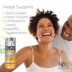 Censor omega 3-6-9 blend bottle emphasizing EPA and DHA for joint support.