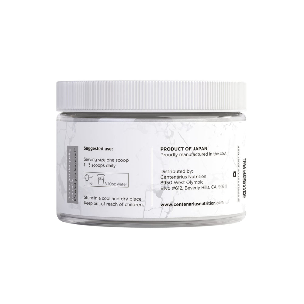 Centenarius Glycine Powder in a glass suggests dedicated daily ritual