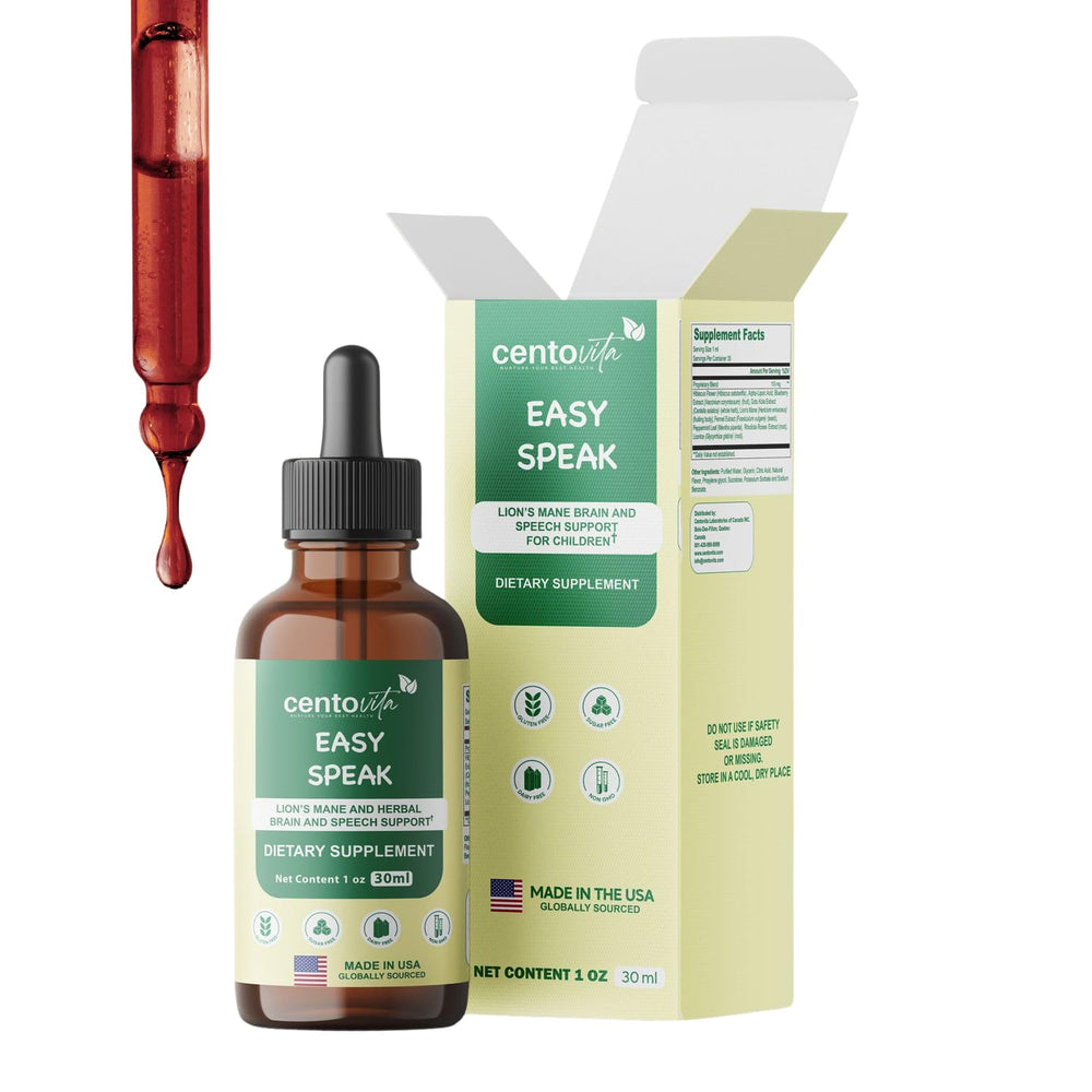 centovita Easy Speak Brain Boost bottle for convenient daily dosing to support focus