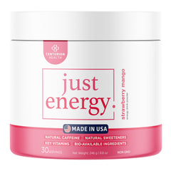 Centurion Health Just Energy bottle poured for a refreshing workout boost