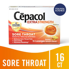 Cepacol lozenges Honey Lemon closeup showing smooth texture and cooling sensation.