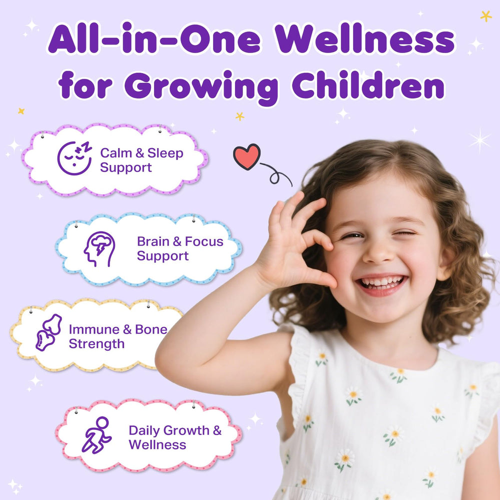CFILIHTC mg drops for kids, ingredients label with L-Theanine and chamomile