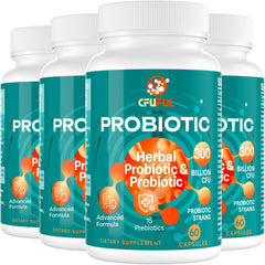 Cfuful Probiotics 300B CFU bottle showcasing daily gut support and convenient one-per-day formula.
