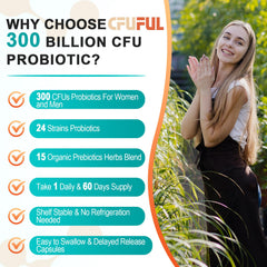 Cfuful Probiotics 15 organic herbs prebiotic blend profile for resilient gut flora.
