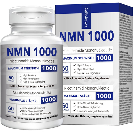 CFUKING NMN 1000mg bottle on a clean surface, supports cellular energy potential