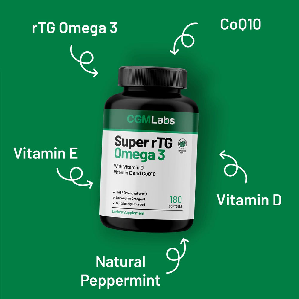 CGM Labs 180 softgels provide convenient daily omega-3 support