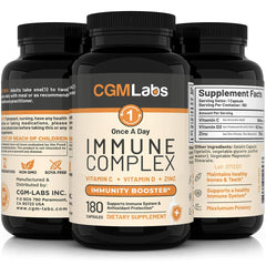 CGM Labs Immune Complex bottle on shelf suggests everyday use