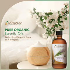 Chandeau Essentials lavender oil in diffuser illustrating calming ambiance