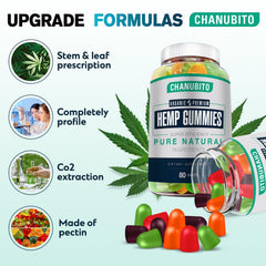 CHANUBITO organic hemp extract fruit-flavored gummies for tasty daily wellness.