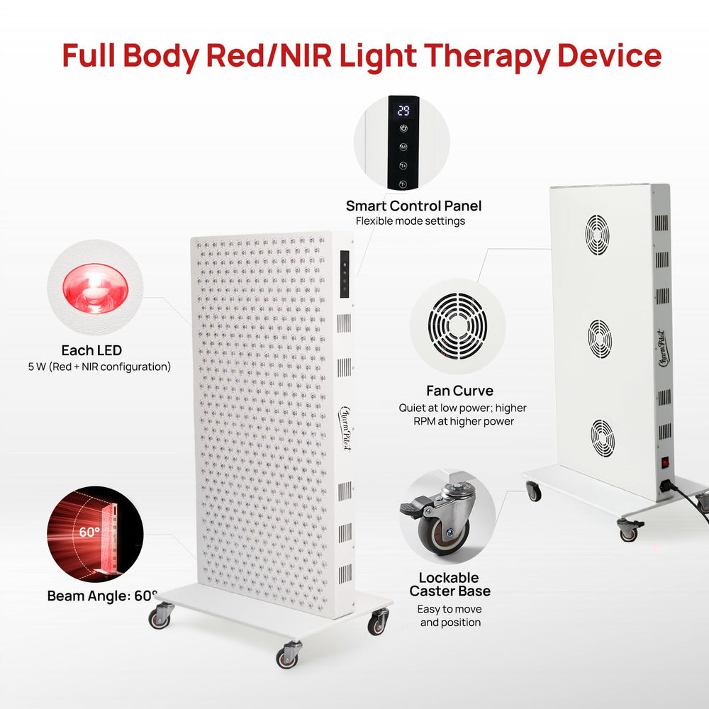 Charmpilot red light panel dense LED array detail.