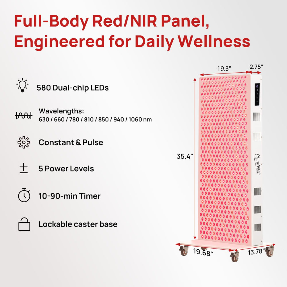 Charmpilot red light panel on a mobile stand for home wellness.