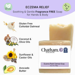 Chatham Natural Skin Care Eczema Relief Soap Bar wrapped, convenient travel companion