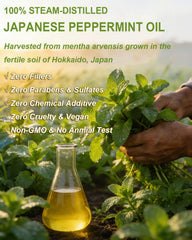 CHDGSJ Japanese Peppermint Oil label and QR COA highlight purity and safety