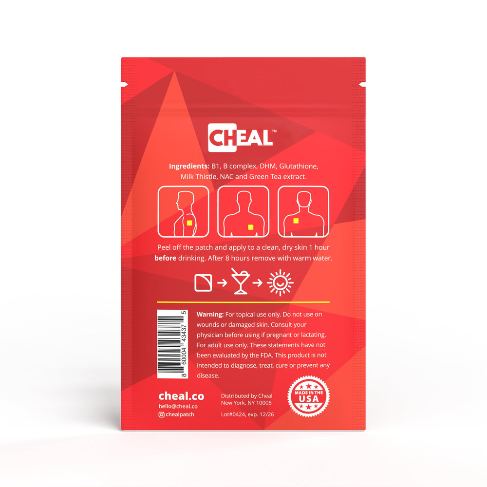 CHEAL Recovery Patches 24-pack packaging, convenient party essential for pre-drinking use.