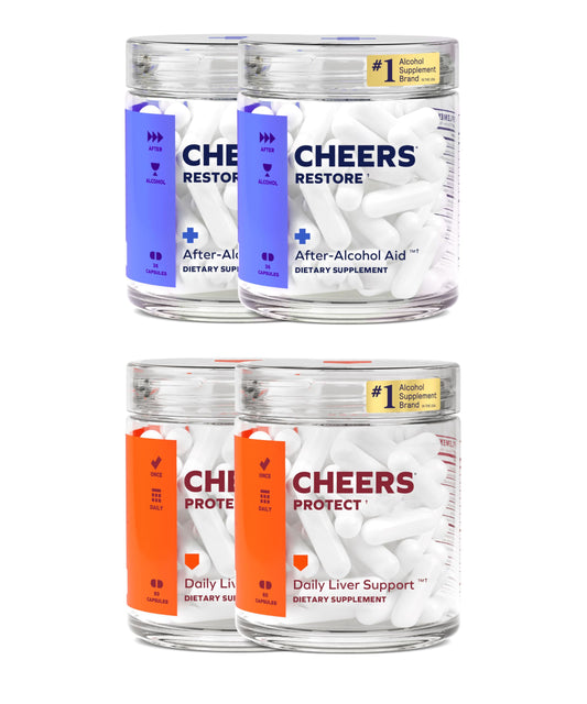 Cheers Liver Combo restore cap: after-drinking support and vitamin replenishment.