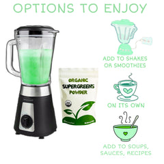 Chérie Sweet Heart Supergreens ingredients close-up with kale and spirulina.