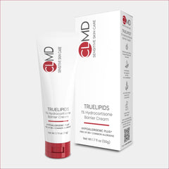 Cheryl Lee MD TrueLipids CLMD bottle close-up showing barrier cream texture