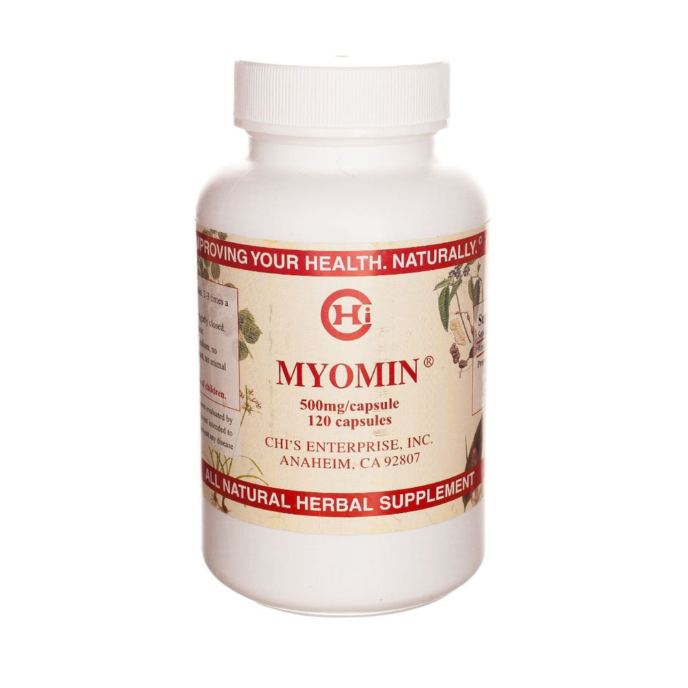 Chi's Enterprise Myomin bottle 120 capsules offers convenient daily use for balanced wellness.