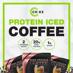 Ready-to-drink CHIKE Cinnamon High-Protein Iced Coffee mug, a quick breakfast option.