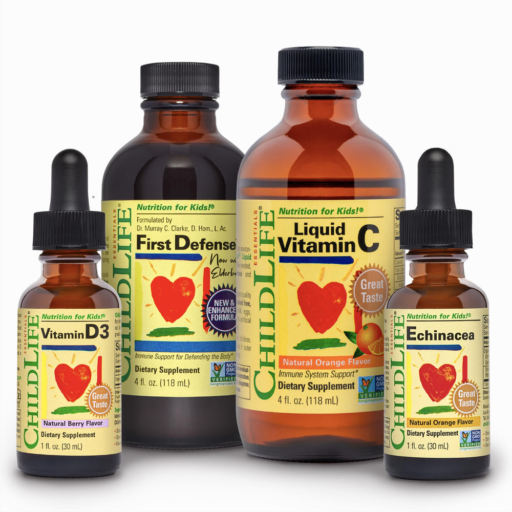 ChildLife Essentials Immune Support bundle front view, supports daily immune resilience for kids.