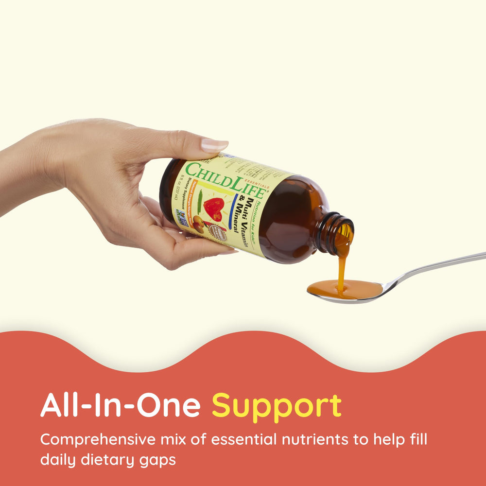 CHILDLIFE Essentials vitamins added to juice during breakfast