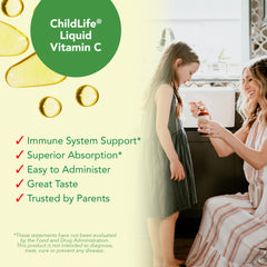 ChildLife Essentials orange flavor label close-up emphasizes natural taste.