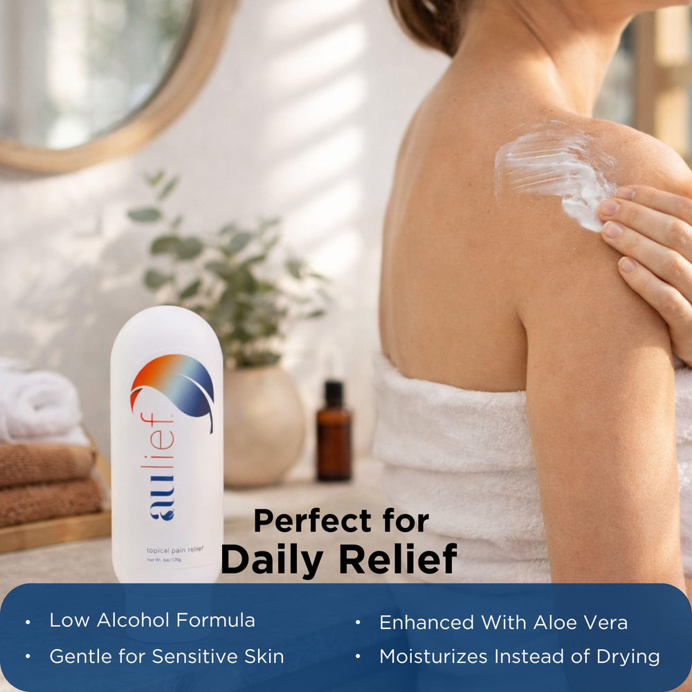 China-Gel Aulief apply to neck image conveys targeted relief for neck discomfort.