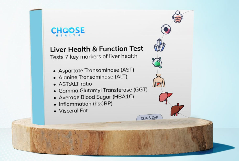 Choose Health liver test kit front view for convenient at-home liver health checks.