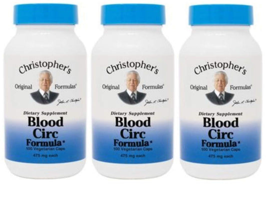 Christopher's Original Blood Circ Formula bottle showing herbal blend for circulatory support.