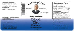Christopher's Original Blood Circ Formula capsules showcasing easy daily supplement for vascular vitality.