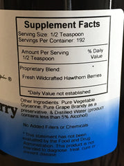 Label close-up from Christopher's Hawthorn Berry Heart Syrup with clean ingredients