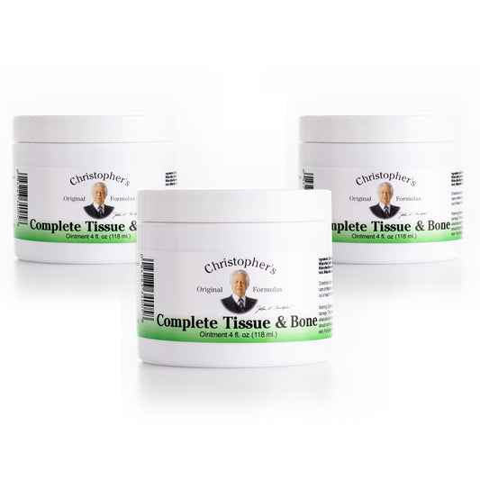 Christopher's Original Formulas tissue-bone ointment bottle close-up for targeted muscle support.