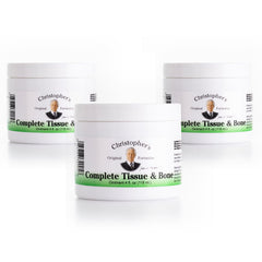 Christopher's Original Formulas tissue-bone ointment bottle close-up for targeted muscle support.