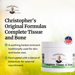 Christopher's Original Formulas tissue-bone ointment label detail highlighting natural ingredients.