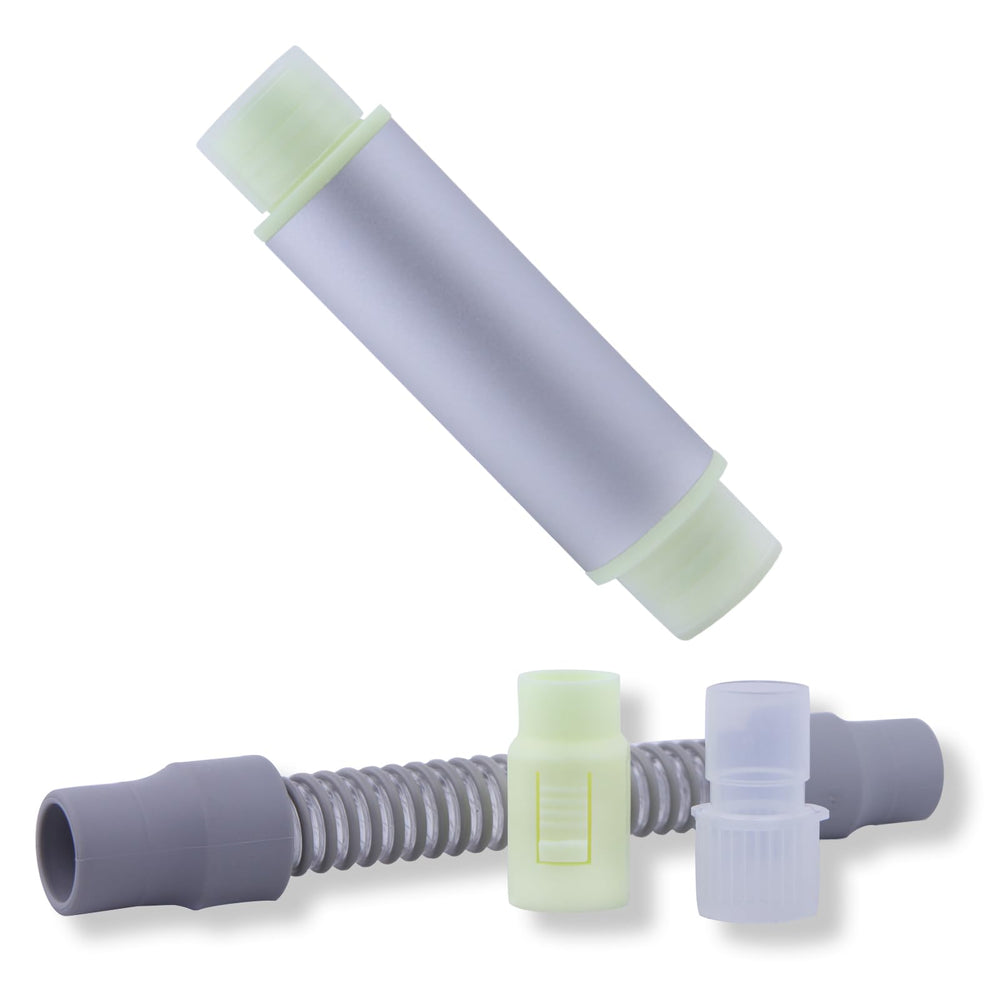 CHZHWFDC CPAP pipeline muffler front view showing compact design and quiet appearance
